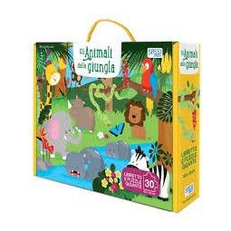 Puzzle + Livre Les animaux de la jungle Sassi Ikaipaka jeux &