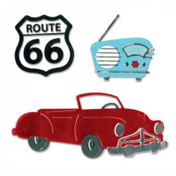 Sizzix Thinlits Kit - Vintage Car & Radio Rayher Ikaipaka jeux