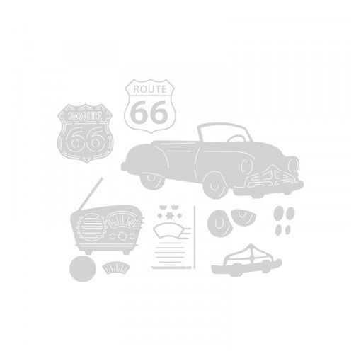 Sizzix Thinlits Kit - Vintage Car & Radio Rayher Ikaipaka jeux