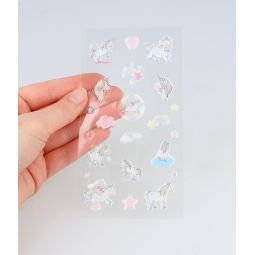 Autocollants Epoxy transparents Licornes Artemio Ikaipaka jeux