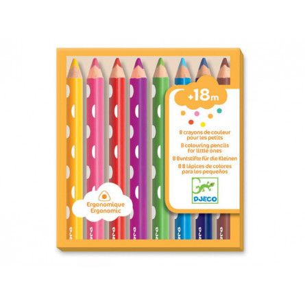 8 crayons de couleurs pour les petits Djeco Ikaipaka jeux &