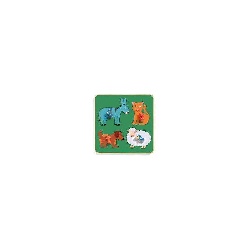 Puzzle gros bouton family farm Djeco Ikaipaka jeux & jouets
