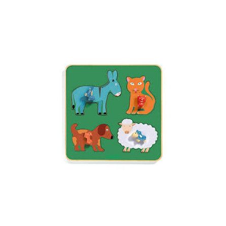 Puzzle gros bouton family farm Djeco Ikaipaka jeux & jouets