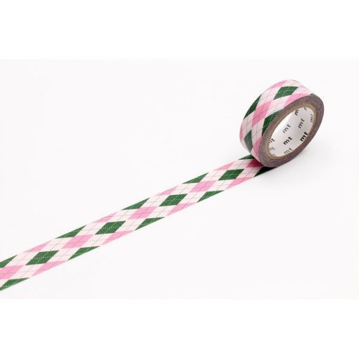 Masking Tape Motif écossais rose/vert Masking Tape Ikaipaka