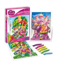 Art & Créations - Tableaux à pailleter - Eléphants Sentosphere