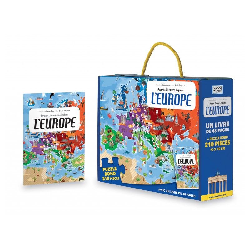 Puzzle 200p + Livre - L'Europe Sassi Ikaipaka jeux & jouets