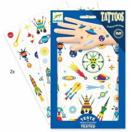 Tatouage -Tattoos - Space Oddity Djeco Ikaipaka jeux & jouets