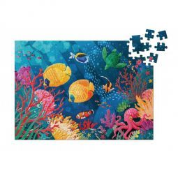 Puzzle 100p + livre Les récifs Coraliens Sassi Ikaipaka jeux &