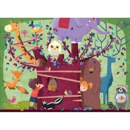 Puzzle 54p + Livre L'Arbre aux animaux Sassi Ikaipaka jeux &