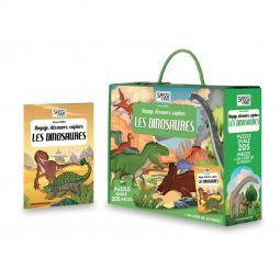 Puzzle 200p + Livre Les Dinosaures Sassi Ikaipaka jeux & jouets