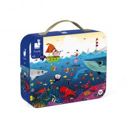 Valise Puzzle 100P Le monde sous-marin janod Ikaipaka jeux &