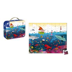 Valise Puzzle 100P Le monde sous-marin janod Ikaipaka jeux &