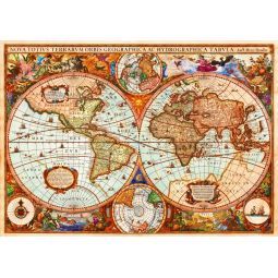 Puzzle 1000p Mappemonde Vintage BlueBird Ikaipaka jeux & jouets