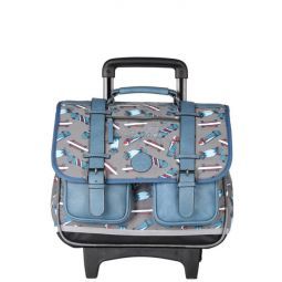 Cartable à roulettes 2C 38cm Blue Skate Caméléon Ikaipaka jeux