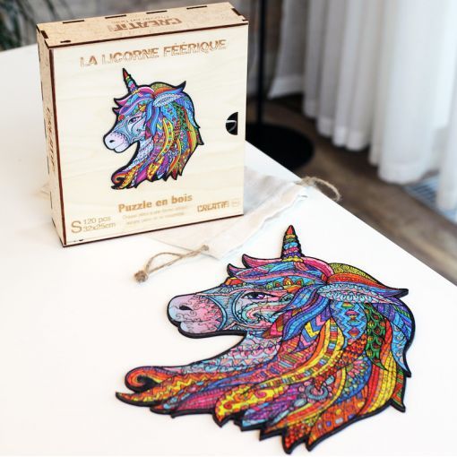 Puzzle en bois Licorne Féérique Créatif Puzzle Ikaipaka jeux &